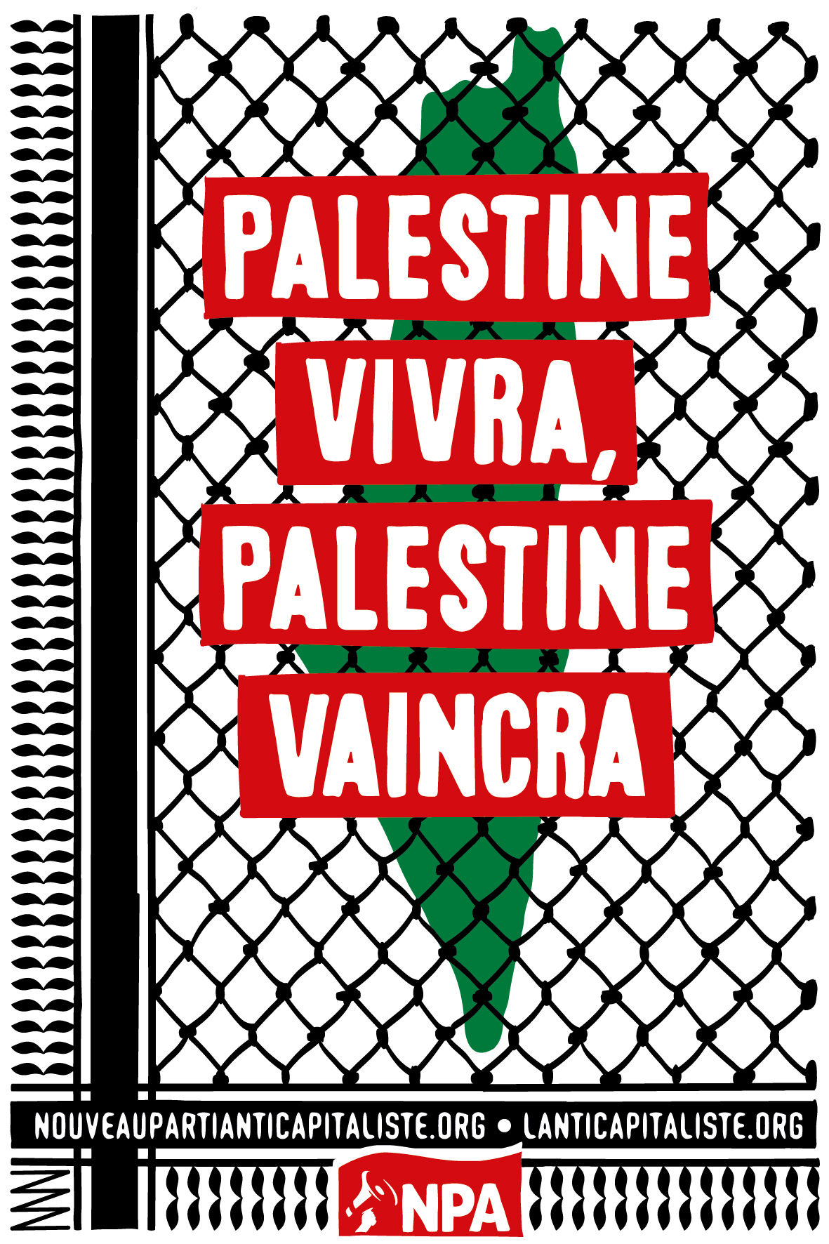 Autocollant Palestine vivra, Palestine vaincra L’Anticapitaliste