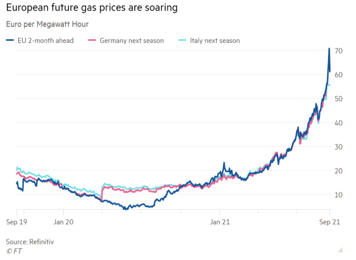 Graphique 10 : mouvement des prix du gaz naturel en Europe