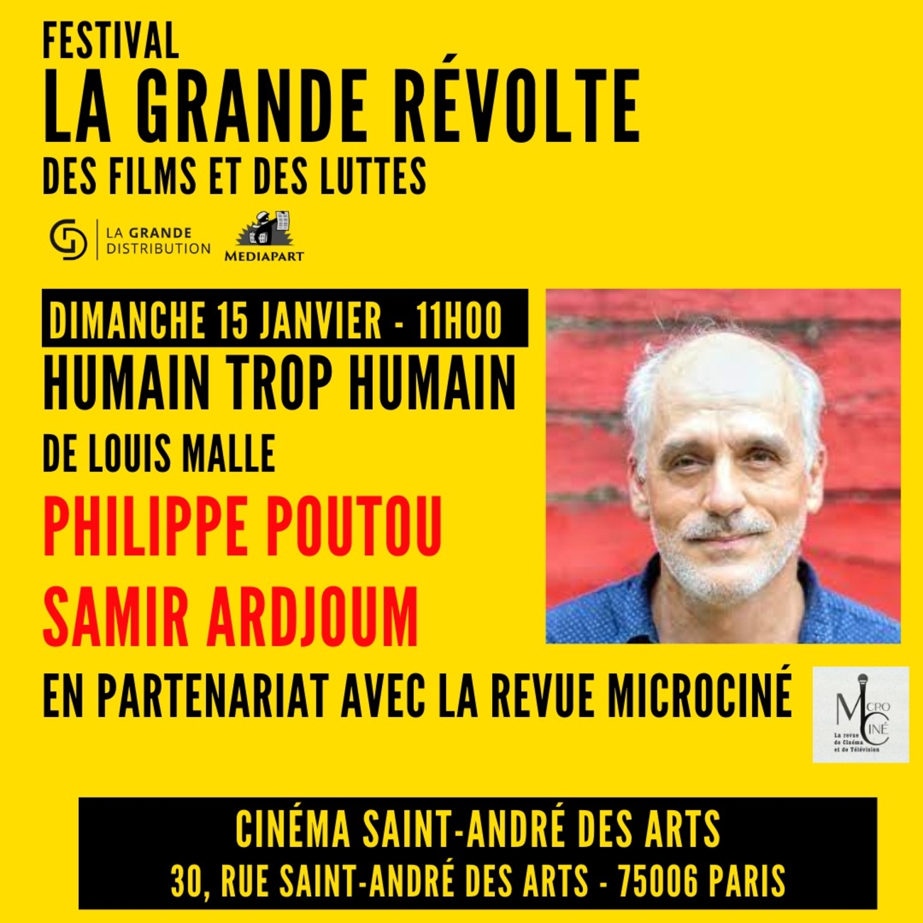 Paris Projection du film "Humain trop humain" avec Philippe Poutou